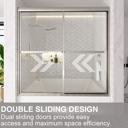 Astral 59.5 in. W x 56.75 in. H Framed Sliding Tub Door with 1/8 in. Clear Tempered Glass 82CR-11