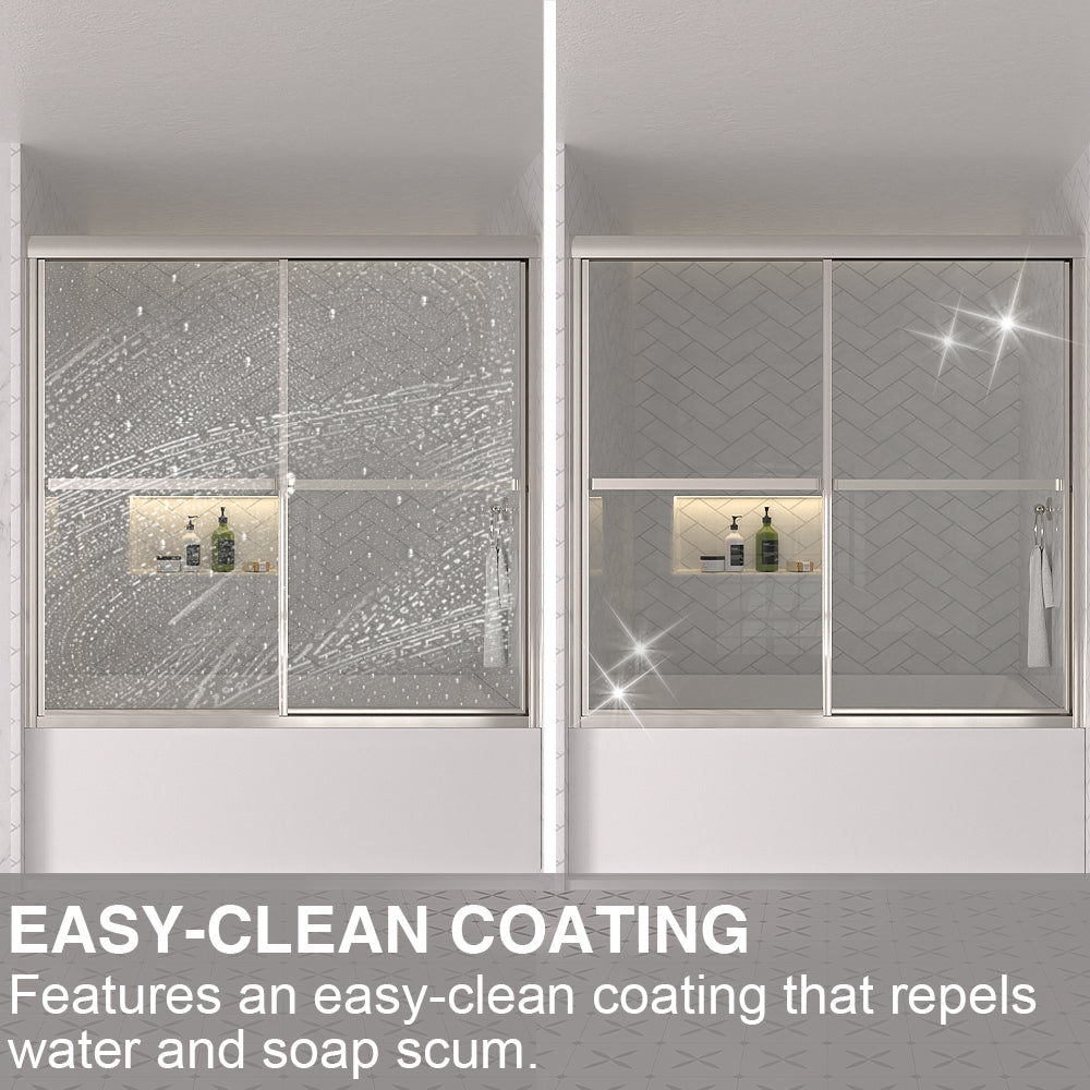 Astral 59.5 in. W x 56.75 in. H Framed Sliding Tub Door with 1/8 in. Clear Tempered Glass 82CR-12
