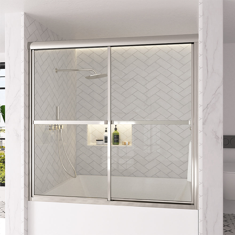 Astral 59.5 in. W x 56.75 in. H Framed Sliding Tub Door with 1/8 in. Clear Tempered Glass 82CR-2