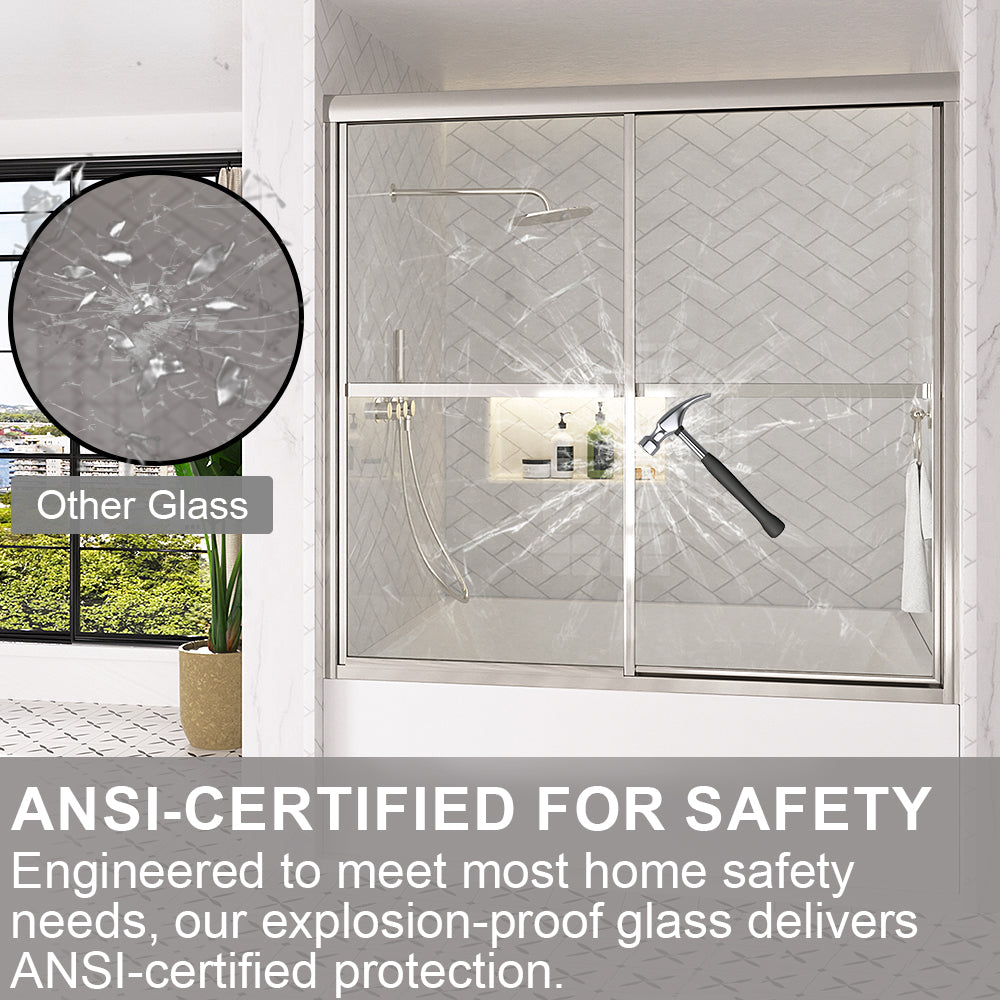 Astral 59.5 in. W x 56.75 in. H Framed Sliding Tub Door with 1/8 in. Clear Tempered Glass 82CR-5