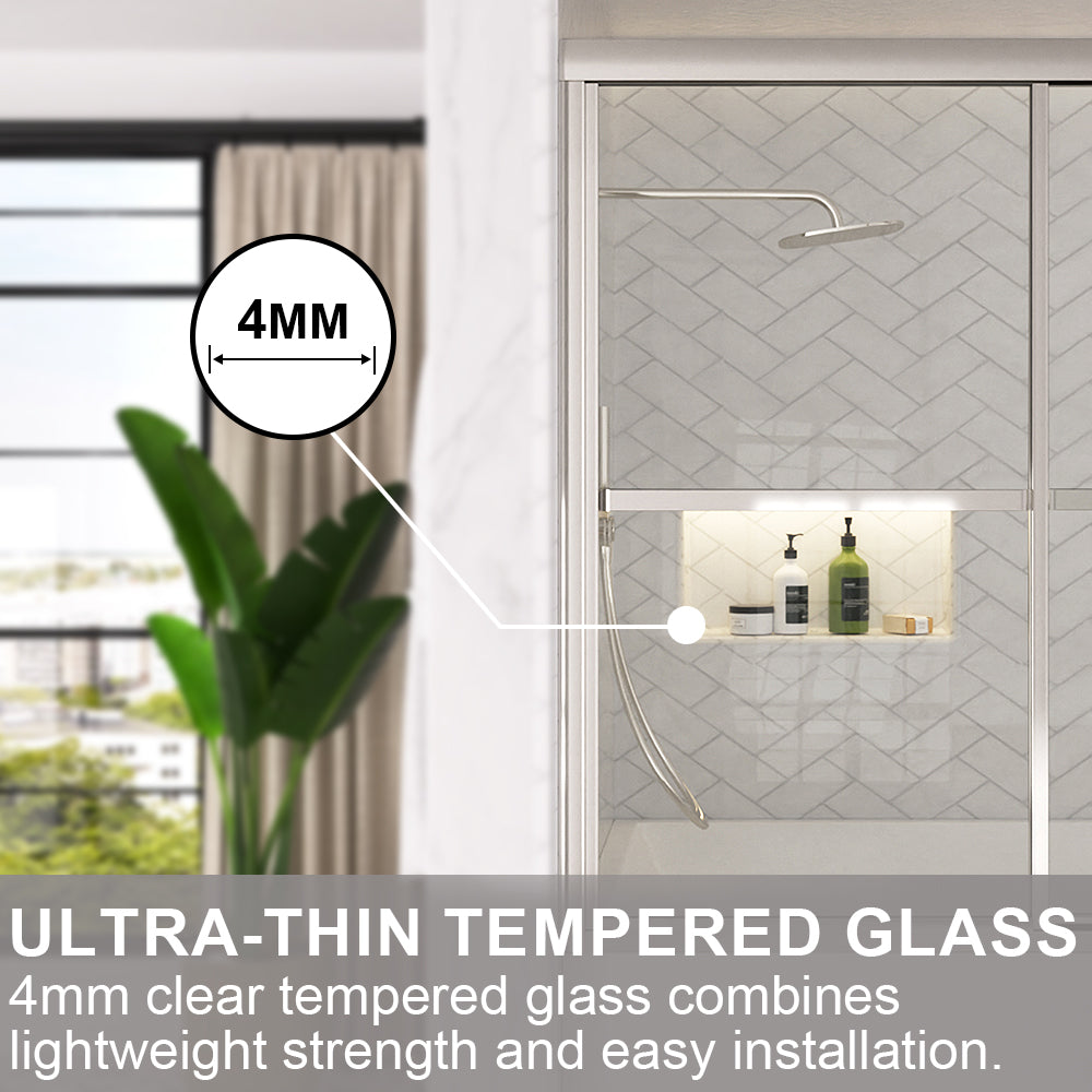 Astral 59.5 in. W x 56.75 in. H Framed Sliding Tub Door with 1/8 in. Clear Tempered Glass 82CR-6