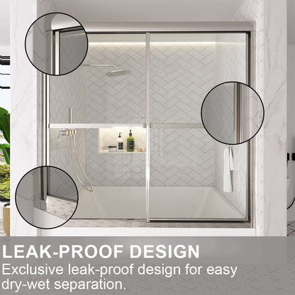 Astral 59.5 in. W x 56.75 in. H Framed Sliding Tub Door with 1/8 in. Clear Tempered Glass 82CR-7