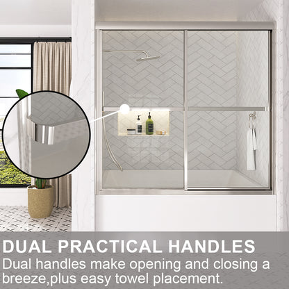 Astral 59.5 in. W x 56.75 in. H Framed Sliding Tub Door with 1/8 in. Clear Tempered Glass 82CR-8