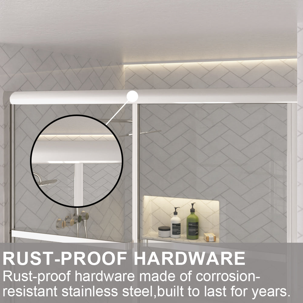 Astral 59.5 in. W x 56.75 in. H Framed Sliding Tub Door with 1/8 in. Clear Tempered Glass 82CR-9