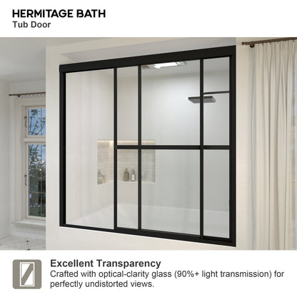 Yooli 59 in. W x 56 in. H Framed Sliding Tub Door with Clear Tempered Glass 82MB-10