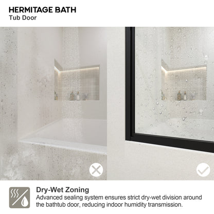 Yooli 59 in. W x 56 in. H Framed Sliding Tub Door with Clear Tempered Glass 82MB-11