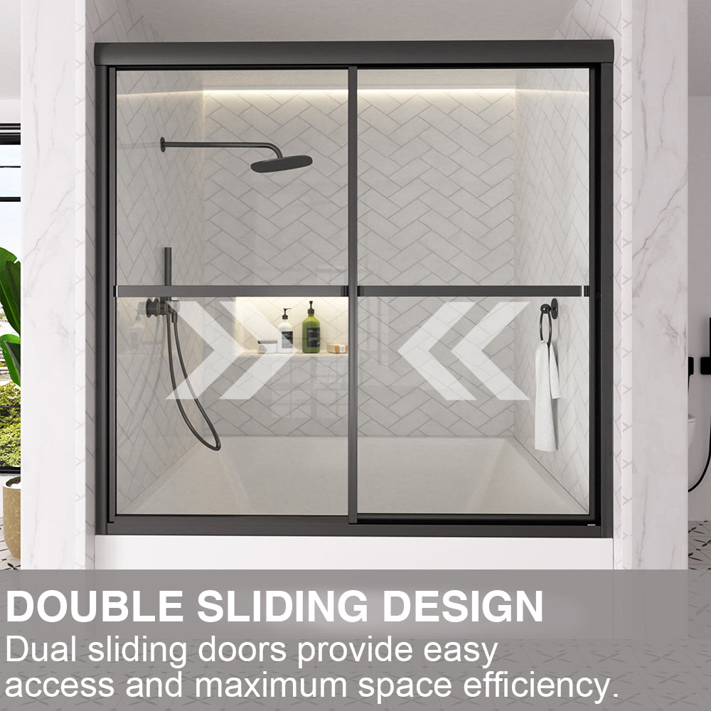 Astral 59.5 in. W x 56.75 in. H Framed Sliding Tub Door with 1/8 in. Clear Tempered Glass 82MB-11_358eb186-1a04-4275-af95-746cc099aca8