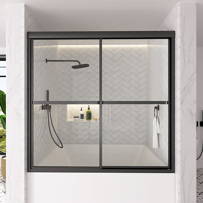 Astral 59.5 in. W x 56.75 in. H Framed Sliding Tub Door with 1/8 in. Clear Tempered Glass Matte Black 82MB-1_dc0dd434-bc30-46f0-a7f1-f2e5a6130218