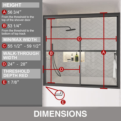 Astral 59.5 in. W x 56.75 in. H Framed Sliding Tub Door with 1/8 in. Clear Tempered Glass 82MB-3_dfcc6f61-6484-4a21-842c-13c9441c29dc