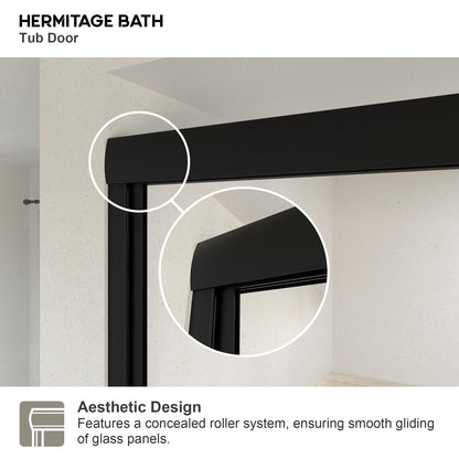 Yooli 59 in. W x 56 in. H Framed Sliding Tub Door with Clear Tempered Glass 82MB-4