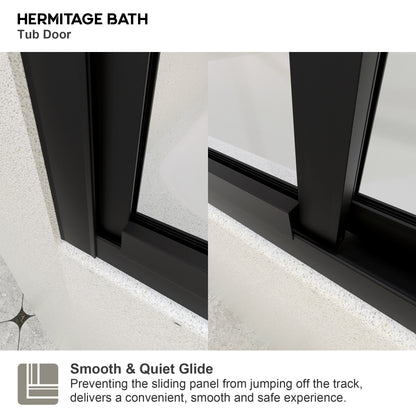 Yooli 59 in. W x 56 in. H Framed Sliding Tub Door with Clear Tempered Glass 82MB-5