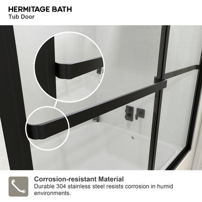 Yooli 59 in. W x 56 in. H Framed Sliding Tub Door with Clear Tempered Glass 82MB-6