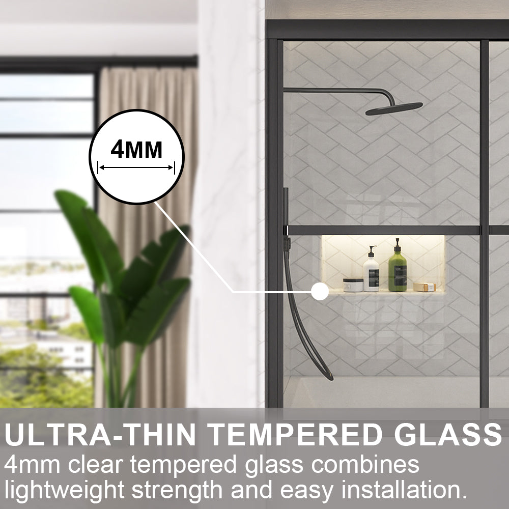 Astral 59.5 in. W x 56.75 in. H Framed Sliding Tub Door with 1/8 in. Clear Tempered Glass 82MB-6_da838b19-7853-4770-a93d-826af9c68409