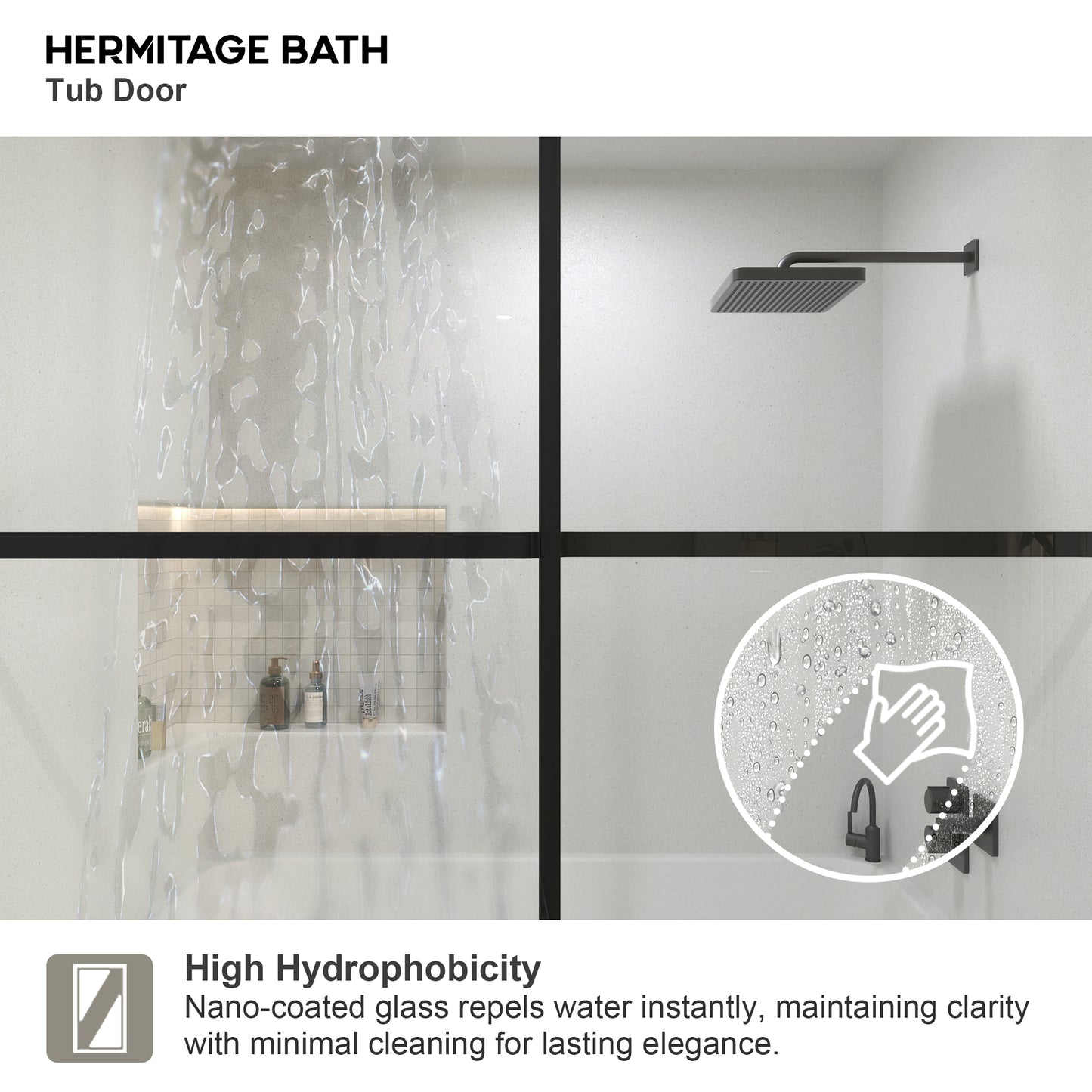 Yooli 59 in. W x 56 in. H Framed Sliding Tub Door with Clear Tempered Glass 82MB-8