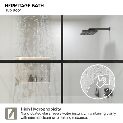 Yooli 59 in. W x 56 in. H Framed Sliding Tub Door with Clear Tempered Glass 82MB-8
