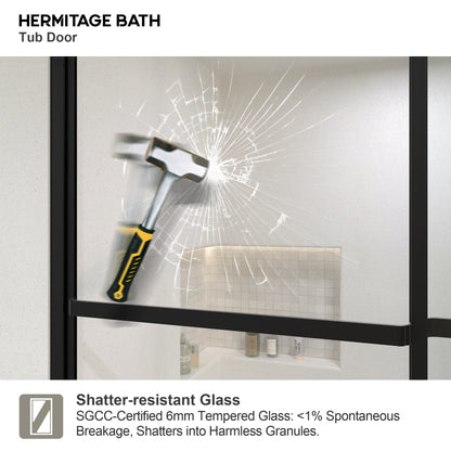 Yooli 59 in. W x 56 in. H Framed Sliding Tub Door with Clear Tempered Glass 82MB-9