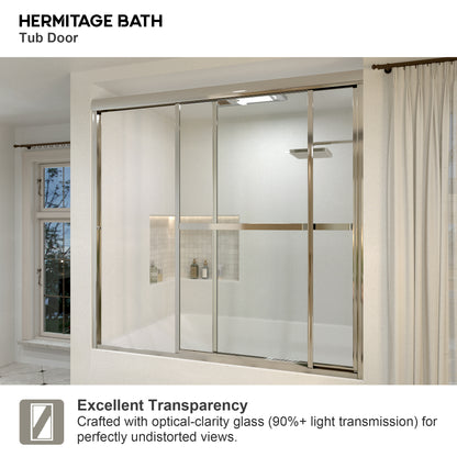 Yooli 59 in. W x 56 in. H Framed Sliding Tub Door with Clear Tempered Glass 82SV-10