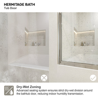 Yooli 59 in. W x 56 in. H Framed Sliding Tub Door with Clear Tempered Glass 82SV-11