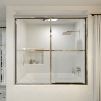 Yooli 59 in. W x 56 in. H Framed Sliding Tub Door with Clear Tempered Glass Chrome 82SV-1_d0a4494b-2daf-4dec-beef-298825c7c822