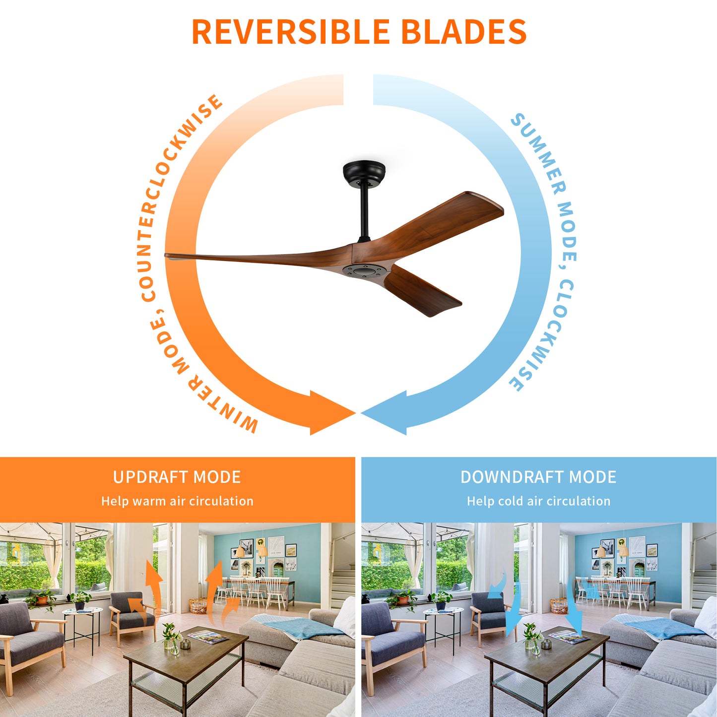 Taimei Orbis 52 in. Downrod Standard Ceiling Fan with Remote Included Reversible Solid Wood Blades 8_0dcbd962-be40-4889-906d-84d036980d63