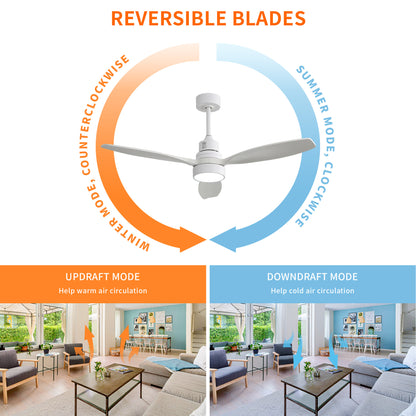 Taimei Selen 52 in. Downrod Standard Ceiling Fan with Integrated LED with Remote Included 3-Blade Reversible