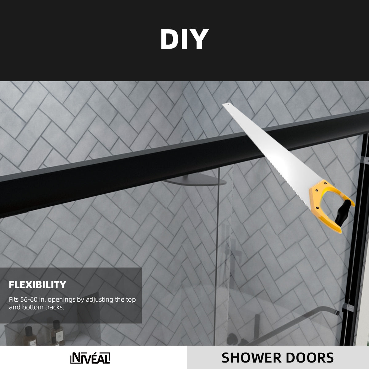 Niveal Bliss 60 in. W x 56 in. H Sliding Semi Frameless Tub Door with Clear Glass 8_1349057e-7692-49c8-9a0c-d7864b437fa1