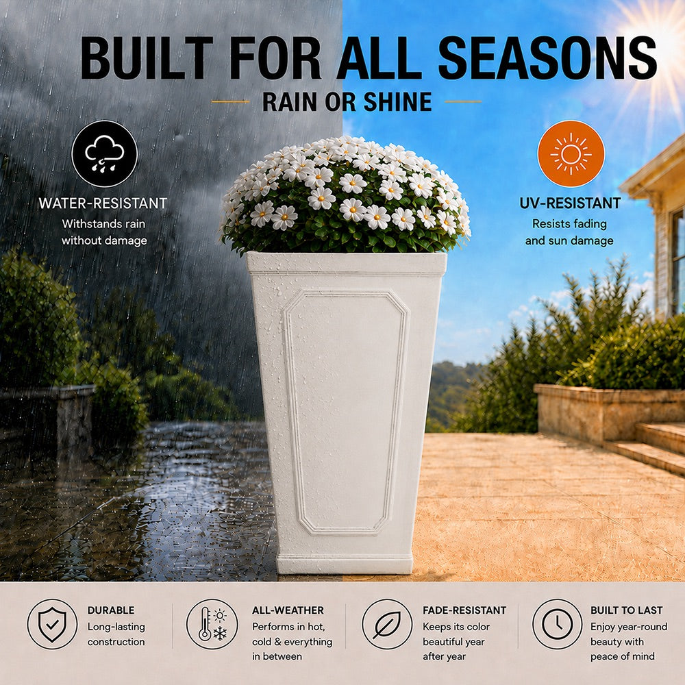 Ellis 16 in. Indoor Outdoor Magnesium Oxide Planter with Drainage Hole Antique White