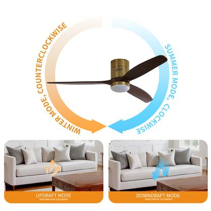 Taimei Ryme 52 in. Flush Mount Ceiling Fan with Light and Remote, DC Motor, Reversible 8_18b0a59e-1b3d-4e2d-8b88-57efae00daf4