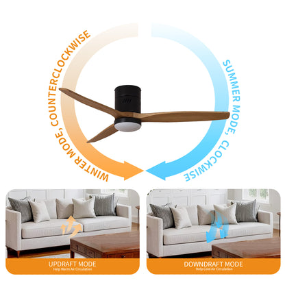 Taimei Ryme 52 in. Flush Mount Ceiling Fan with Light and Remote, DC Motor, Reversible 8_191d9e33-5d4b-46e9-949c-8b2504b391e4