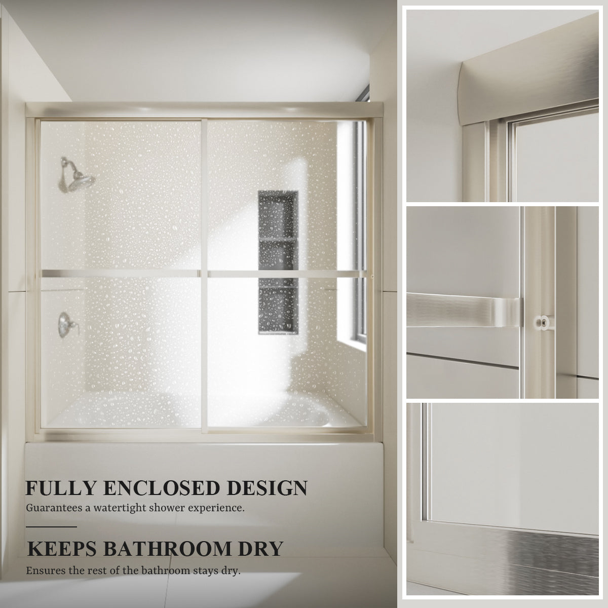 Nivorix Cleo 59 in. W x 56 in. H Sliding Framed Tub Door with Clear Tempered Glass