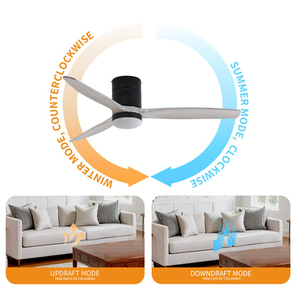 Taimei Ryme 52 in. Flush Mount Ceiling Fan with Light and Remote, DC Motor, Reversible 8_2890de52-4c5e-42dc-85c7-422f46bb8ff6