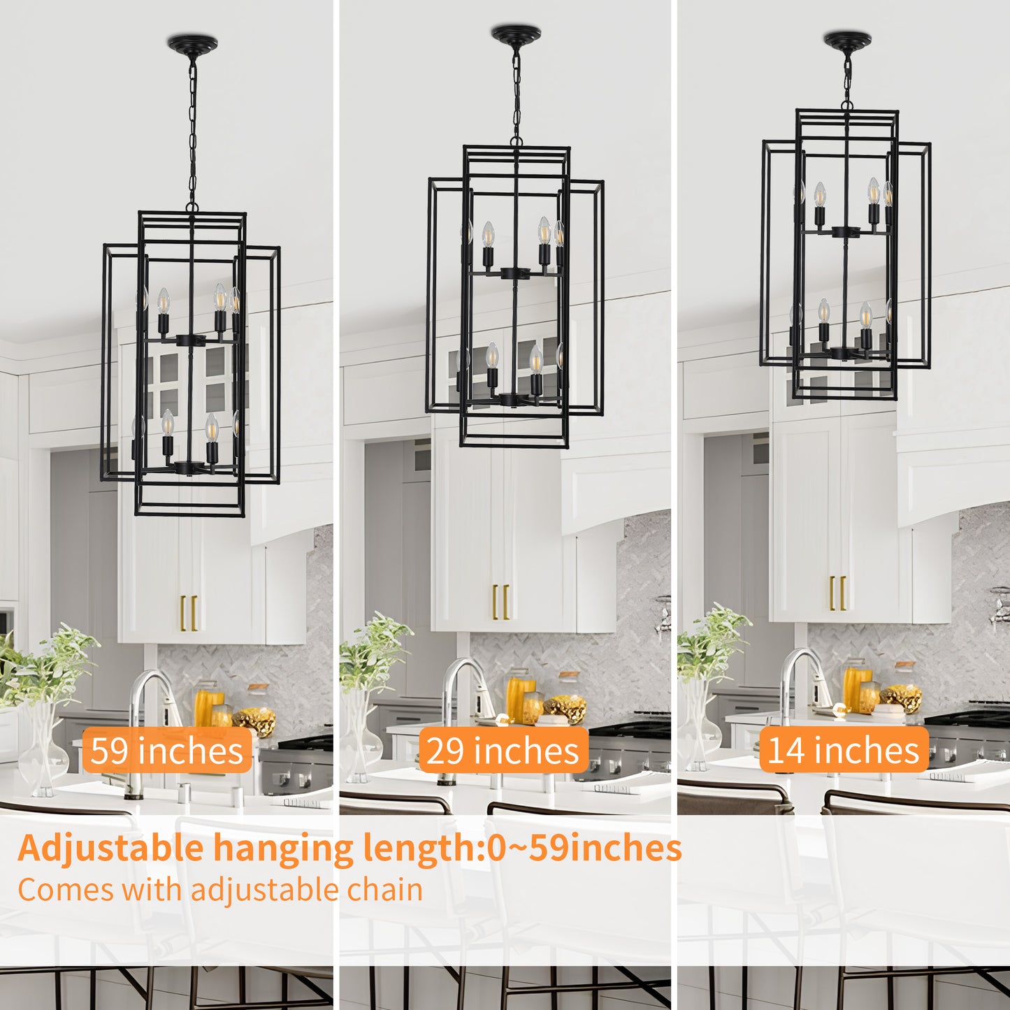 Taimei Astrale 18 in. Modern 8-Light Black Geometric Chandelier