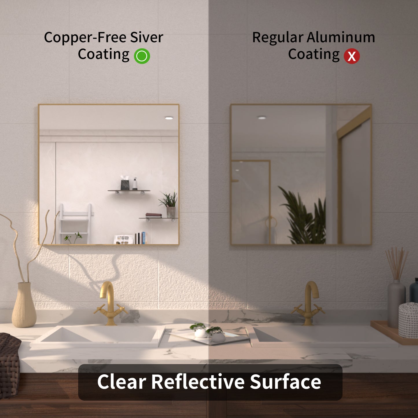 TaiMei 30 in. W x 30 in. H  Rectangular Framed Bathroom Vanity Mirror