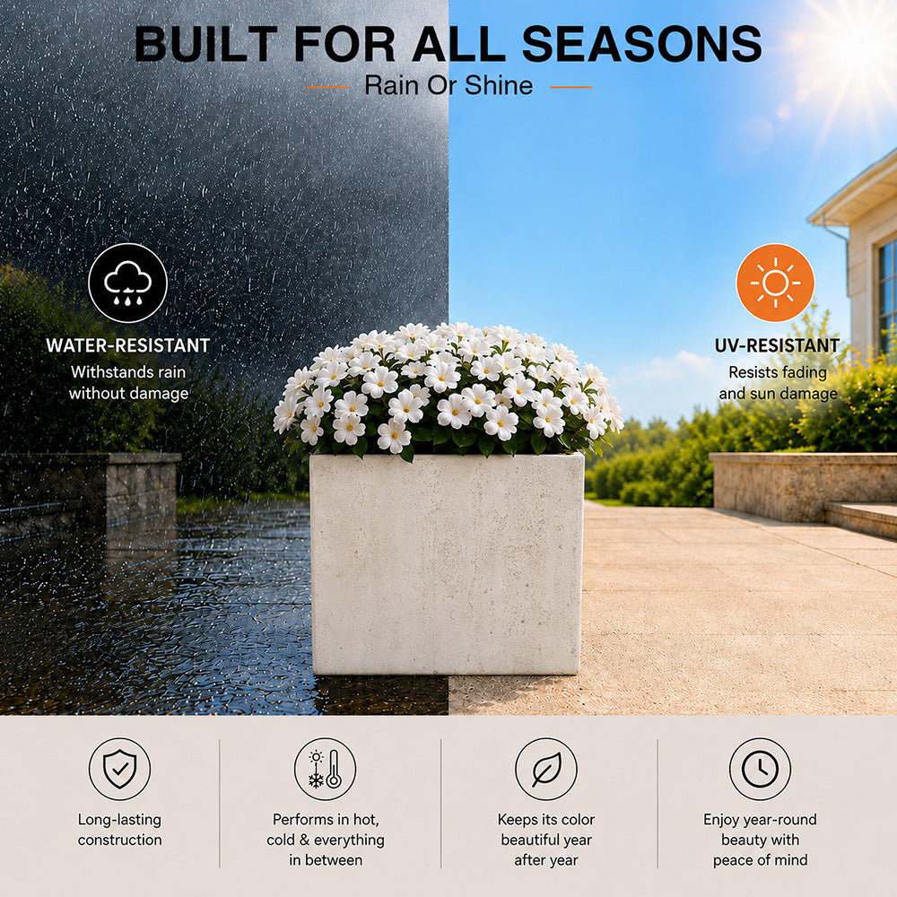 Herbora 21.5 in. Magnesium Oxide Planter Box for Indoor Outdoor Use