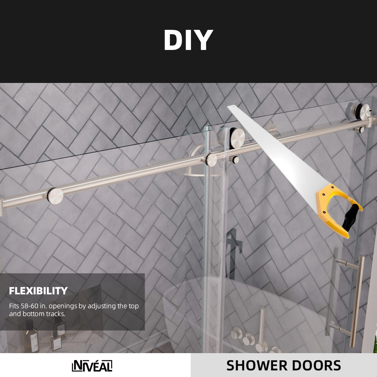 Niveal Luxe 60 in. W x 60 in. H Sliding Semi Frameless Tub Door with Clear Glass 8_2eded804-ce45-4f57-8c35-580dab166f69