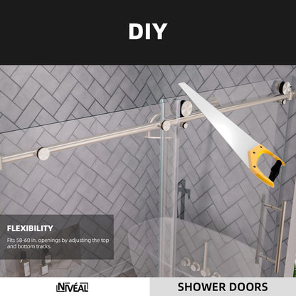 Niveal Luxe 60 in. W x 60 in. H Sliding Semi Frameless Tub Door with Clear Glass 8_2eded804-ce45-4f57-8c35-580dab166f69