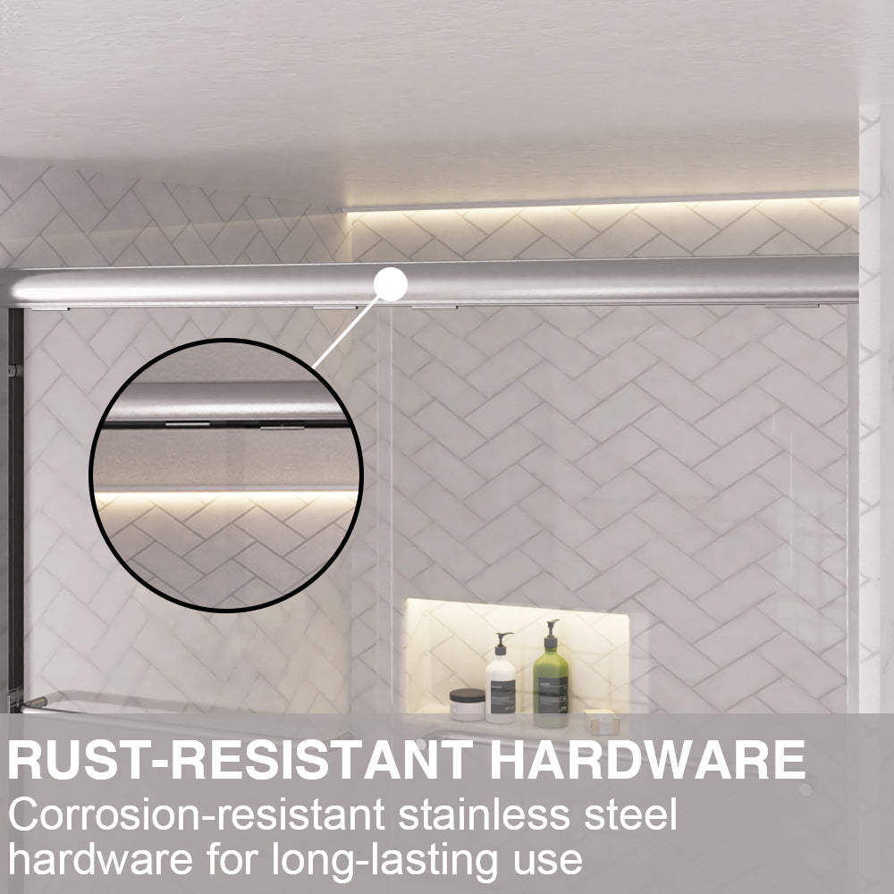 Shine 60 in. W x 56 in. H Semi-Frameless Sliding Tub Door with 1/4 in. Clear Tempered Glass 8_32b95c4e-5351-4011-86ef-edfd2aaf7b7e