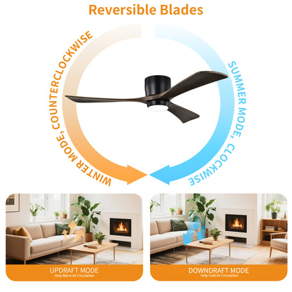 Taimei Stela 52 in. Flush Mount Standard Ceiling Fan with Dimmable LED with Remote Included DC Motor 8_32c90b4b-6973-4e16-b568-51a7ae403a19