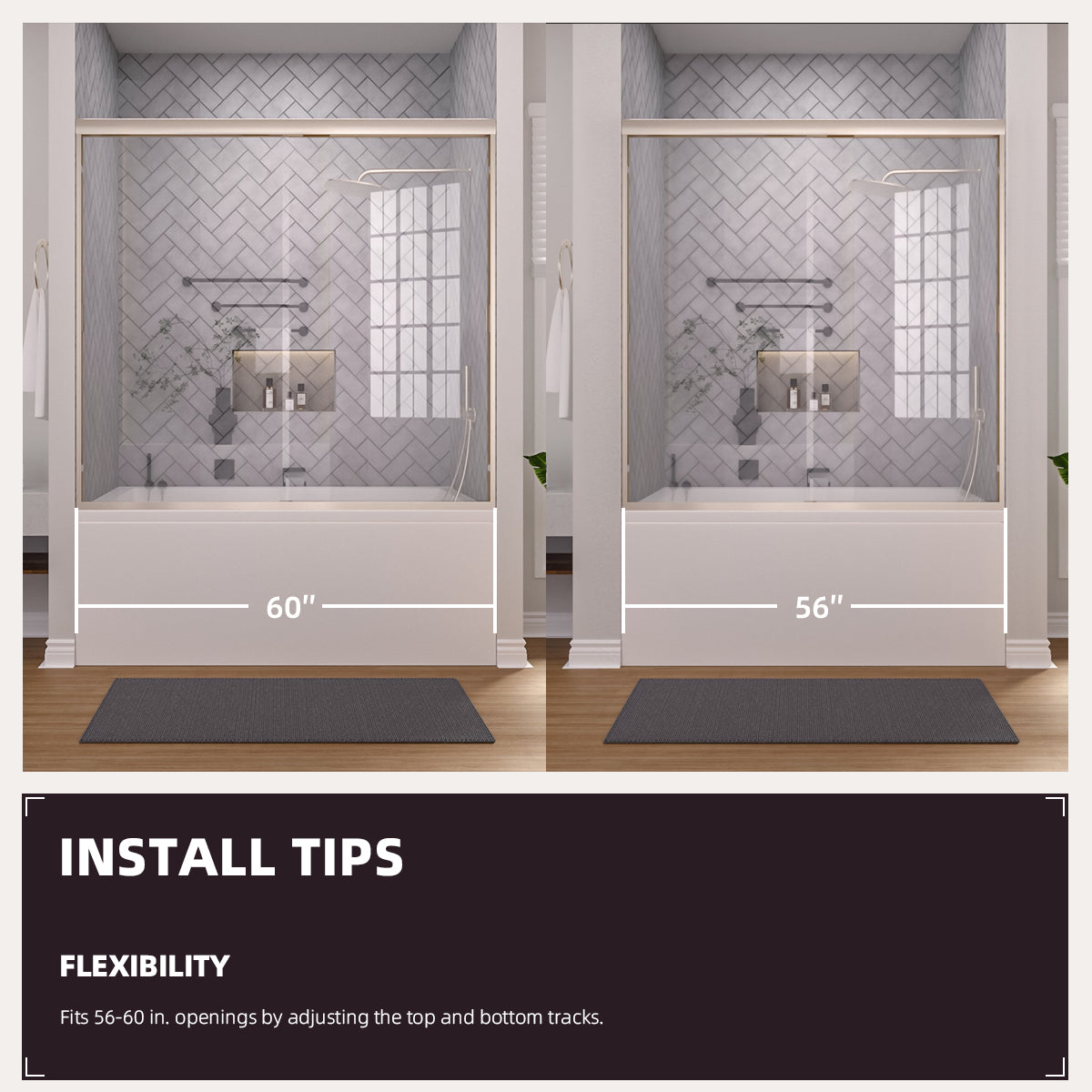 Niveal Breeze 60 in. W x 56 in. H Sliding Semi Frameless Tub Door with Clear Glass 8_3c4b8547-ce43-4ca2-8c81-5570ab78211a