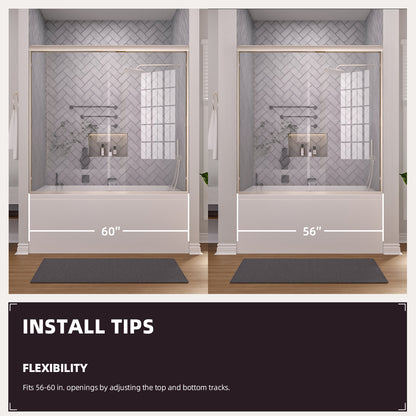 Niveal Breeze 60 in. W x 56 in. H Sliding Semi Frameless Tub Door with Clear Glass 8_3c4b8547-ce43-4ca2-8c81-5570ab78211a