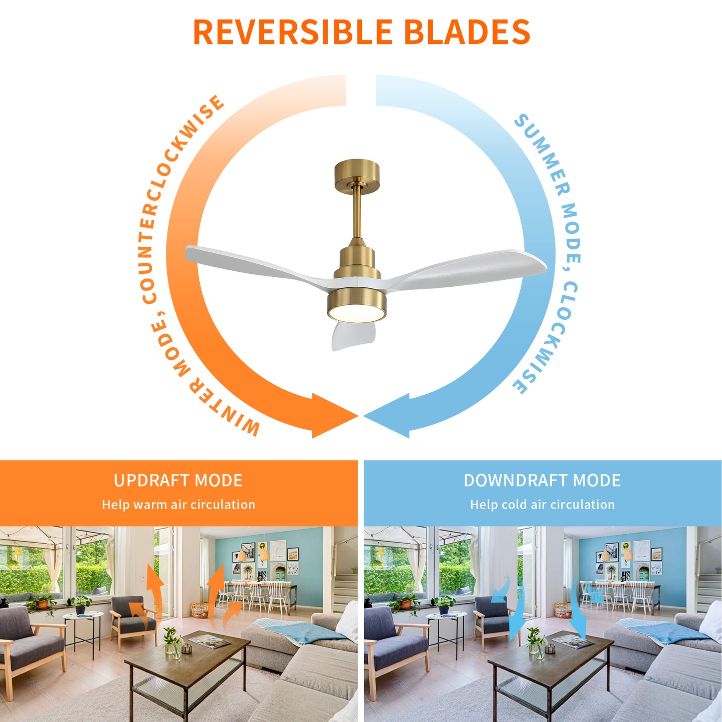 Taimei Auris 48 in. Downrod Standard Ceiling Fan with Integrated LED with Remote Included 3-Reversible Blades