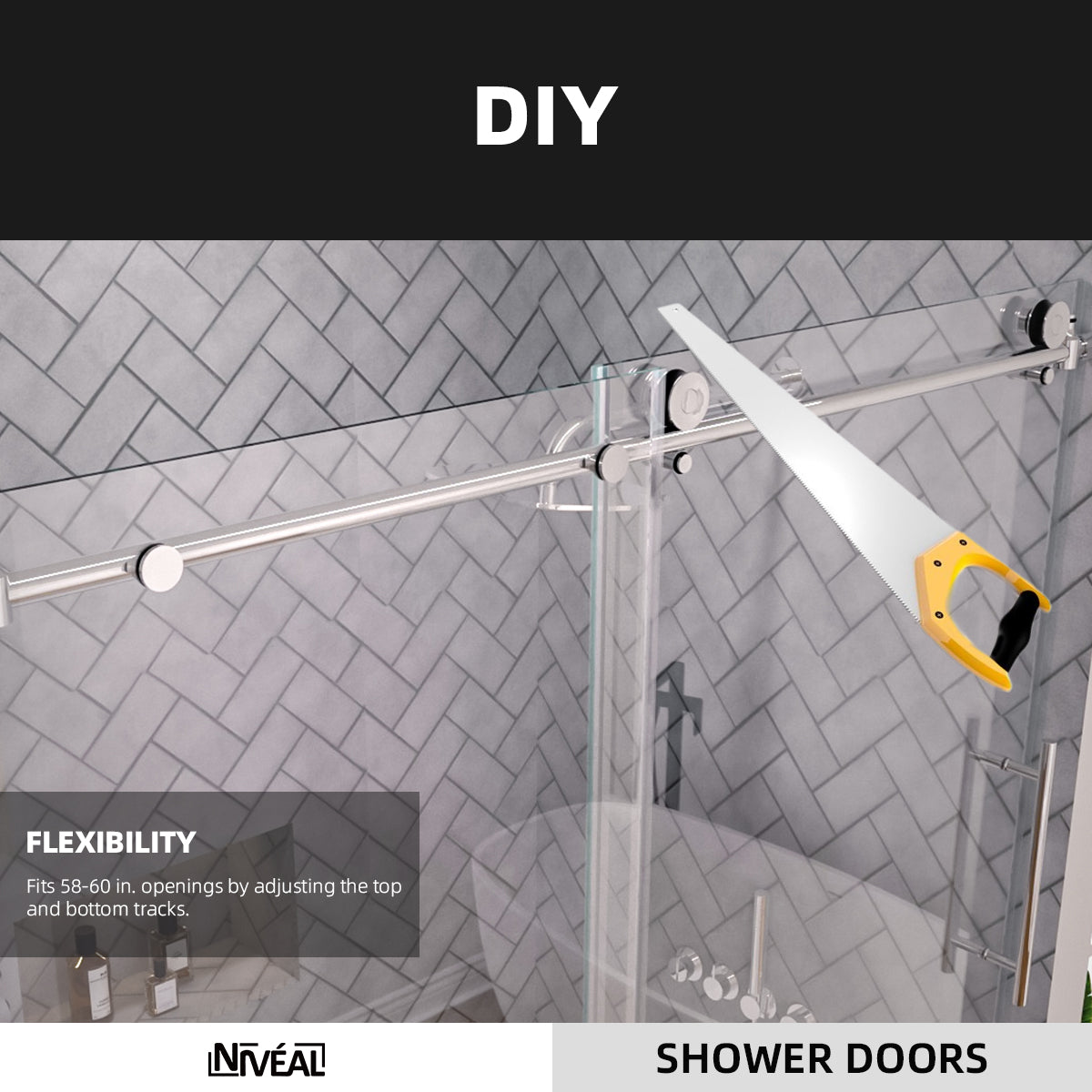 Niveal Luxe 60 in. W x 60 in. H Sliding Semi Frameless Tub Door with Clear Glass 8_416f969e-67de-4a54-9984-2ab632dd8503