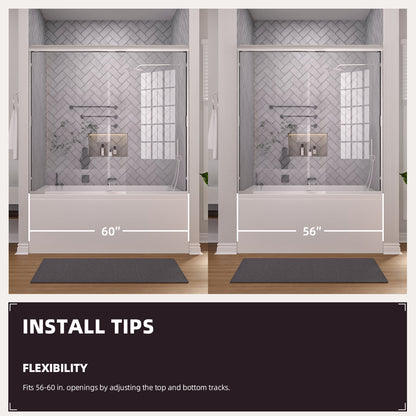 Niveal Breeze 60 in. W x 56 in. H Sliding Semi Frameless Tub Door with Clear Glass 8_42be9116-b163-4f5e-9480-ecc6fb23642e