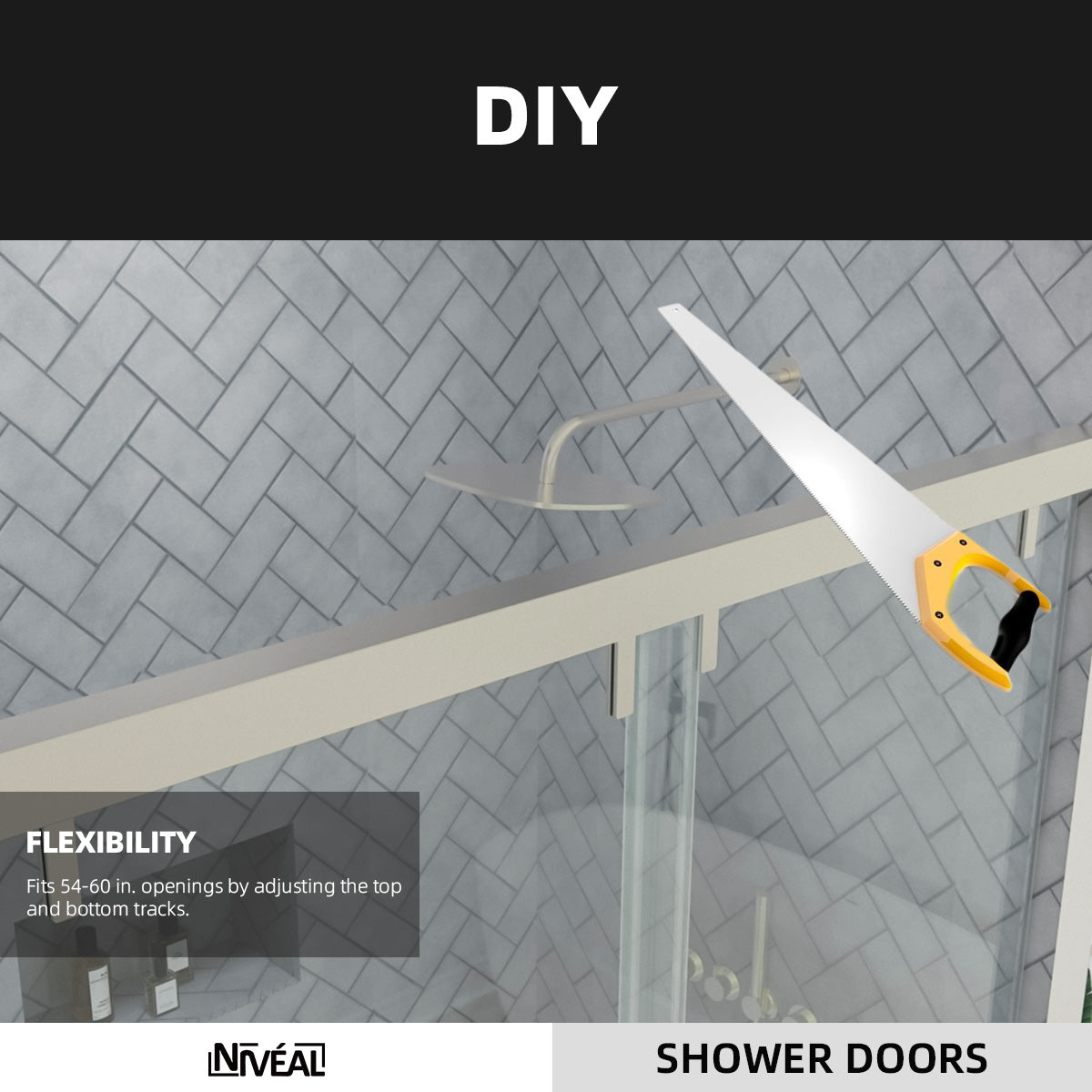 Niveal Koln 60 in. W x 72 in. H Sliding Semi-Frameless Shower Door with Clear Glass 8_44522db9-9888-4dd2-80ce-06f4ec995ce3