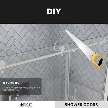 Niveal Luxe 60 in. W x 76 in. H Sliding Semi-Frameless Shower Door with Clear Glass