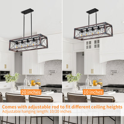 Taimei Fioris 32 in. 5-Light Industrial Farmhouse Rectangle Pendant Light With Lampshades 8_485bb47e-a9dc-4883-9d1f-4586fa9ebea9