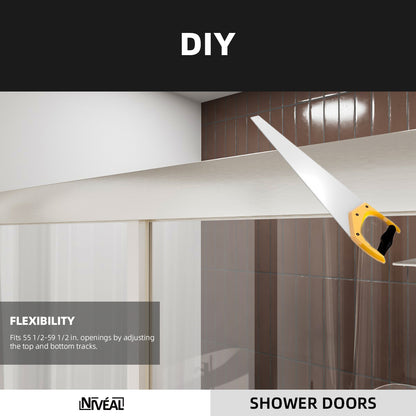Niveal Luminous 59 in. W x 56 in. H Sliding Framed Tub Door with Clear Tempered Glass 8_487cd053-6f67-47c8-b7d3-447b6509e541