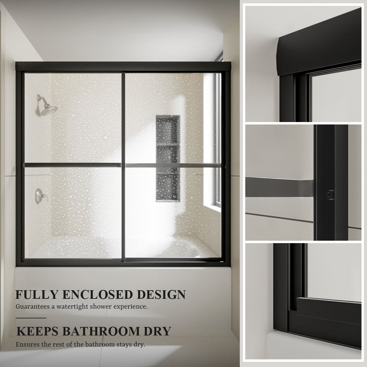 Nivorix Cleo 59 in. W x 56 in. H Sliding Framed Tub Door with Clear Tempered Glass