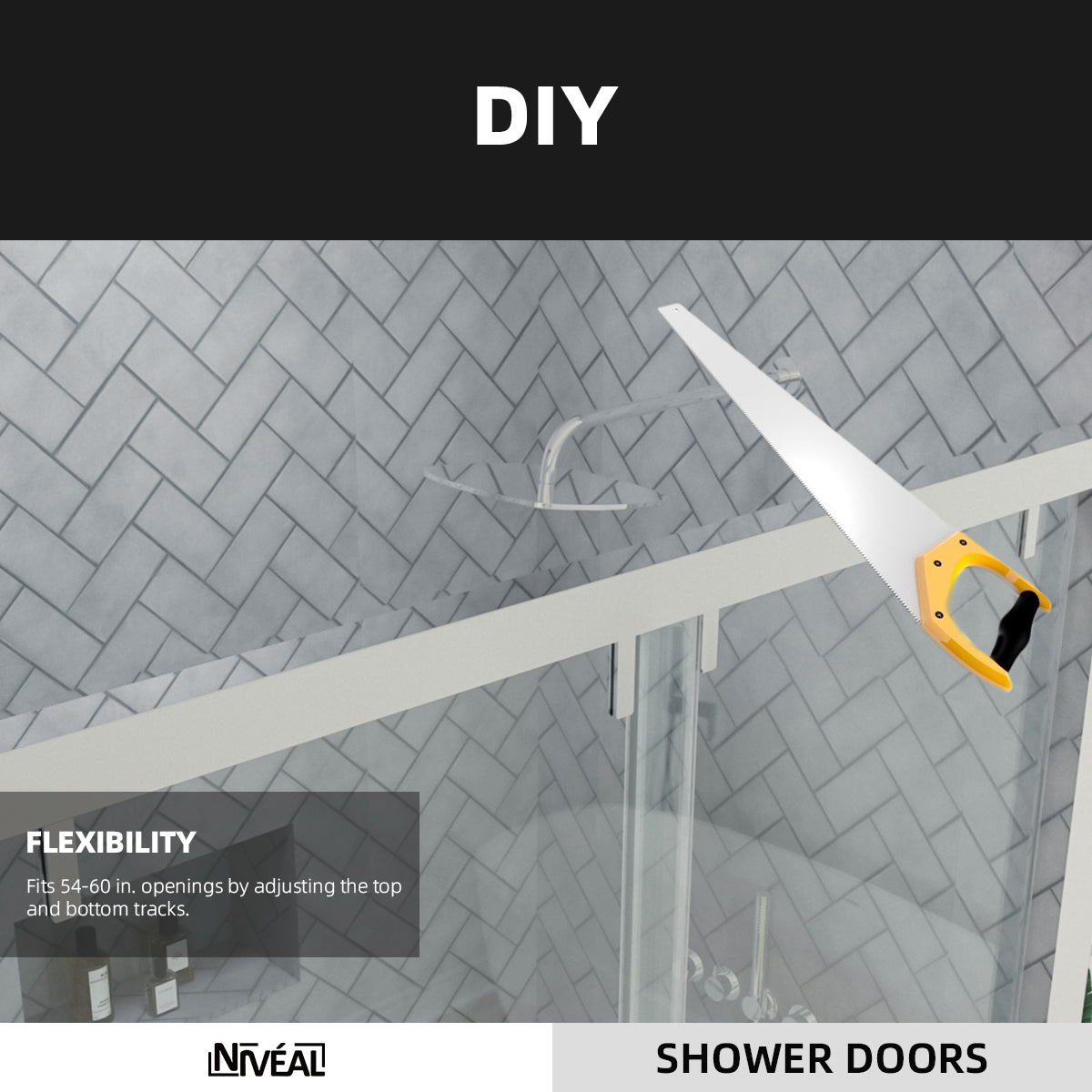 Niveal Koln 60 in. W x 72 in. H Sliding Semi-Frameless Shower Door with Clear Glass 8_4b11e978-64d7-4cf6-9490-15940a00bf82