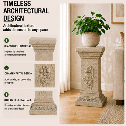 Verda 19 in. Tall Sand Magnesium Oxide Pedestal Plant Stand 8_4c3643d0-ab41-48bc-b023-89a2a3aa691e